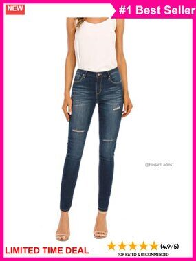 MetHera Women's Le Mel Classic Stretch Skinny Shaping Jeans Mid Rise